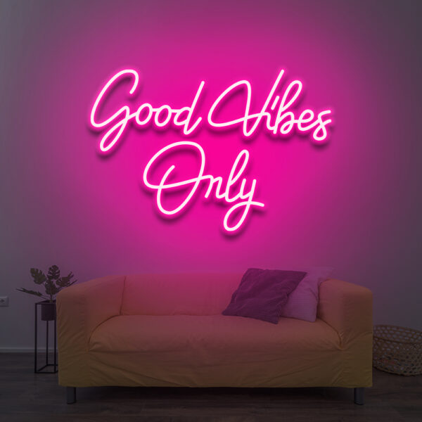 Décoration murale lumineuse "Good vibes only" rose