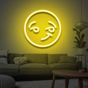 Néon déco mural jaune représentant le smiley sassy
