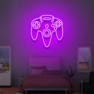 Déco gaming représentant une manette de Nintendo 64 violette
