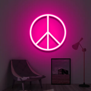 Enseigne néon rose du symbole de la paix