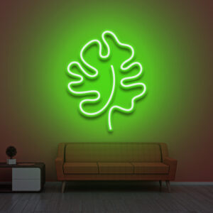 Image représentant une lampe néon led représentant une feuille verte