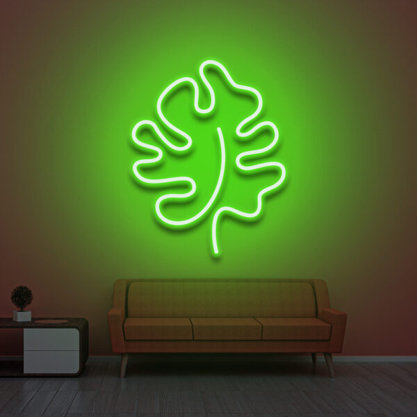 Image représentant une lampe néon led représentant une feuille verte