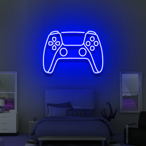 Lampe PlayStation bleue représentant la manette de la PS5