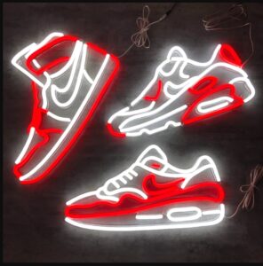 Néon mural représentant la sneakers AIr Jordan