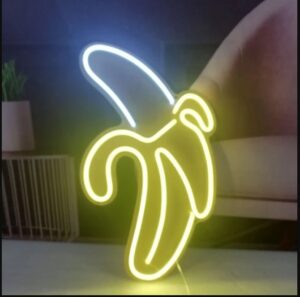 Beau neon led mural banane lumineux